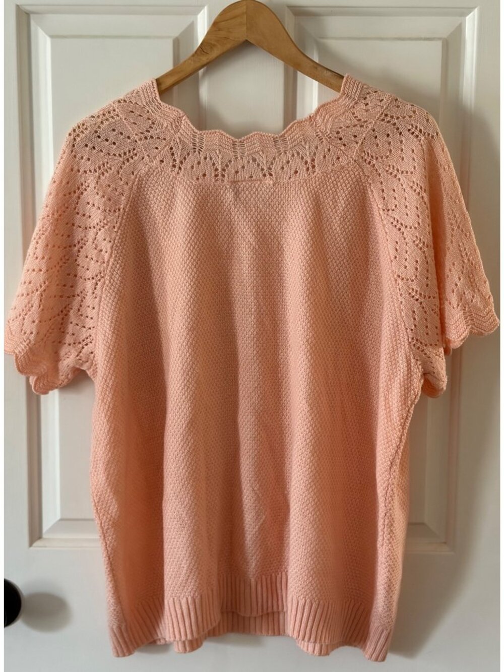 Vintage Blair Sweater Pink Peach Short Sleeve Scalloped Neck 2XL - Picture 6 of 6